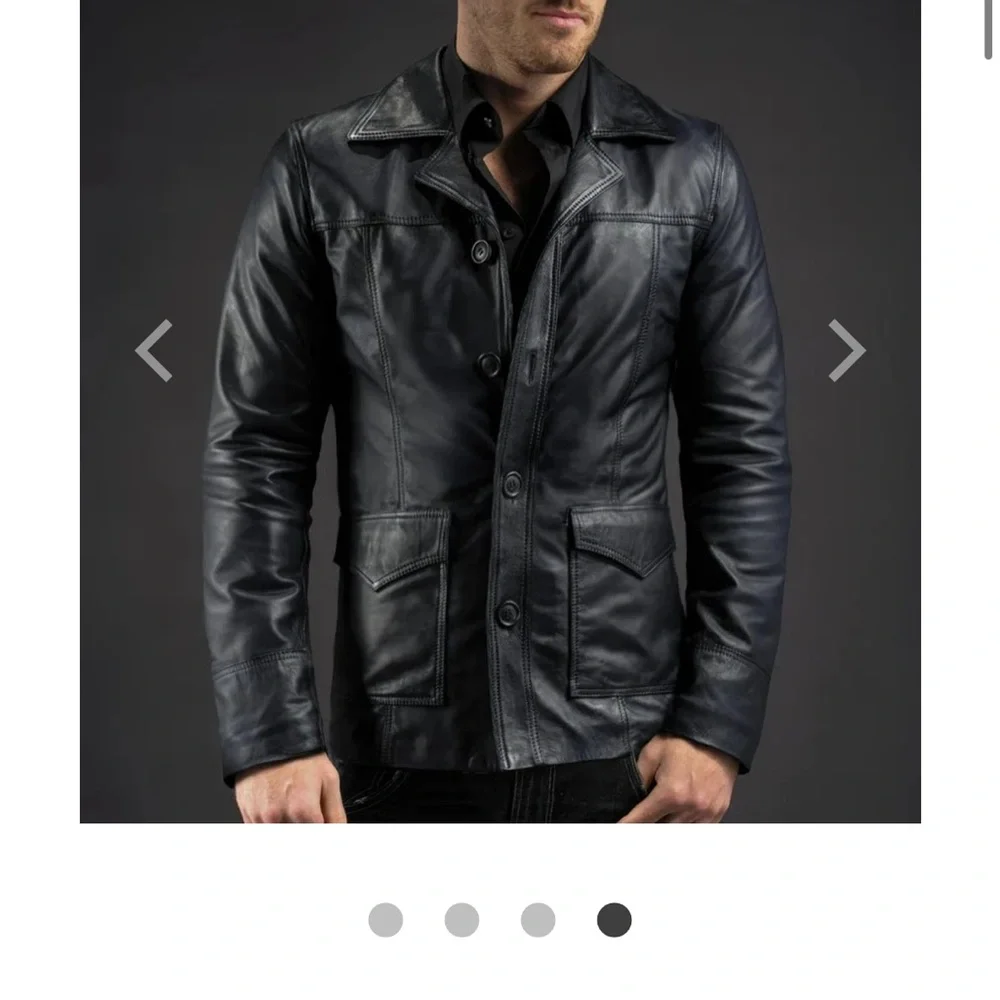 REVOLVE Dark Blue Leather Field Jacket - Picture 4 of 12